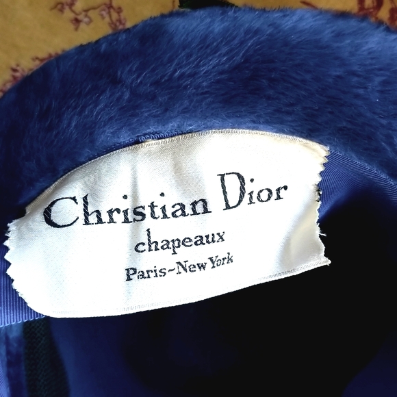 60's DIOR CHRISTIAN Lord & Taylor Union Tag RARE Blue Angora Collector Chapeax - Picture 10 of 16